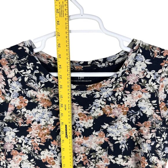 J Jill Womens L Scoop Neck Top Elbow Sleeve Tee Pima Cotton Pullover Bloomcore - Picture 9 of 12